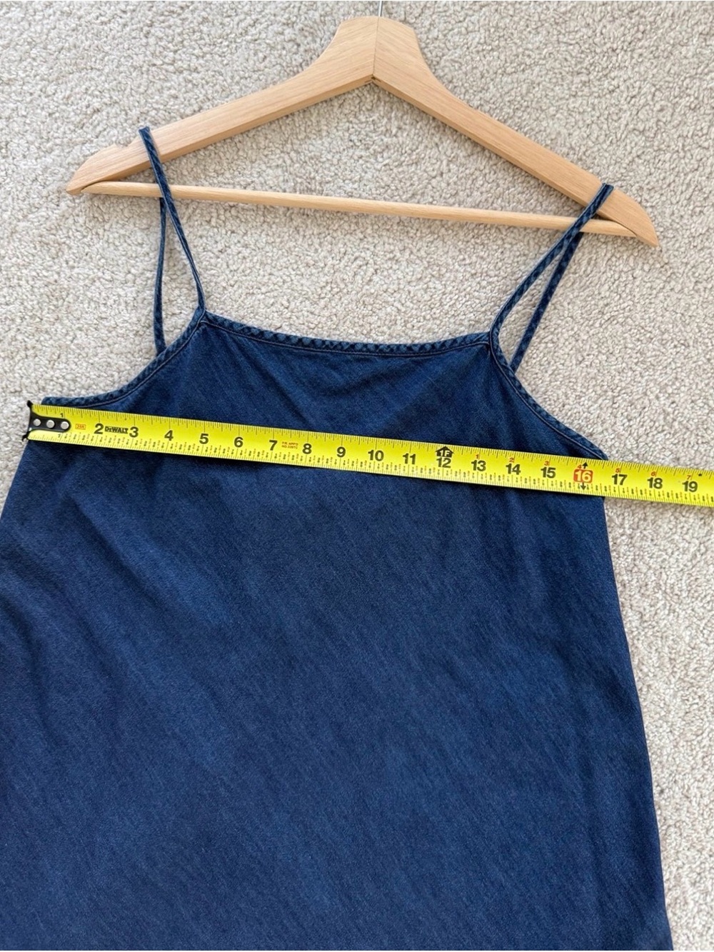 GAP Women's Jean Navy 100% Cotton Slip Dress with Spaghetti Straps M - Picture 5 of 11